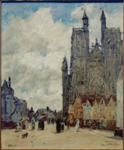 Straße und Kirche Saint-Vulfran von Eugene Louis Boudin