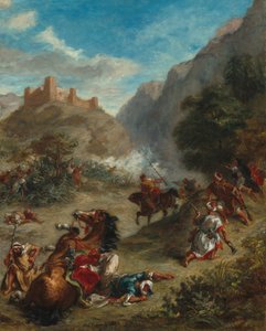 Araber, die in den Bergen kämpfen