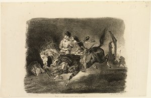 Faust und Mephistopheles galoppieren durch die Nacht des Hexensabbats