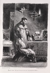 Illustrationen zu Faust: Faust in seinem Ankleidezimmer von Eugène Delacroix