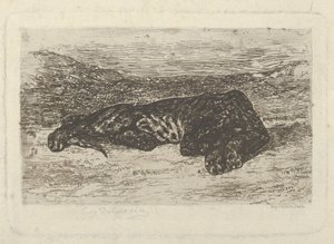 Tiger liegt in der Wüste von Eugène Delacroix