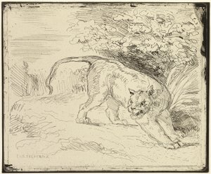 Tiger bereit zum Sprung von Eugène Delacroix