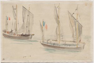 Zwei Boote im Hafen von Dieppe