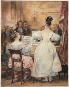 Ein Konzert: Laura Devéria singt, 1831 von Eugène François Marie Joseph Devéria
