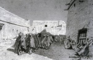 Prozession in einem Dorf im Sahel