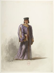 Henry VIII - Kostümentwürfe - Lacoste - 32. Schreiber im Doktorkostüm von Eugene Lacoste