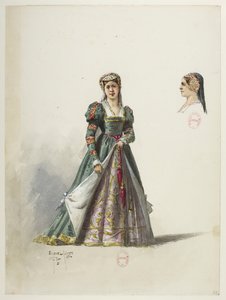 Henry VIII - Kostümentwürfe - Lacoste - 55. Kostüm und Kopfbedeckung von Eugene Lacoste