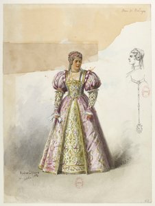 Henry VIII - Kostümentwürfe - Lacoste - 62. Anne Boleyn mit Kragen von Eugene Lacoste