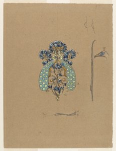 Entwurf für eine Gürtelschnalle mit Pfauenmotiv von Eugene Grasset