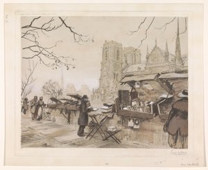 Ansicht des Quai de Montebello in Paris von Eugène Véder (signed by artist)