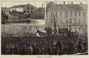 Ein Rettungsboot in Manchester (Stich) von European School