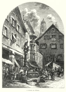 Eine Straße in Zürich (Stich) von European School