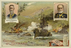 Admirale William Sampson und Pascual Cervera und die Schlacht von Santiago de Cuba, Spanisch-Amerikanischer Krieg, 3. Juli 1898