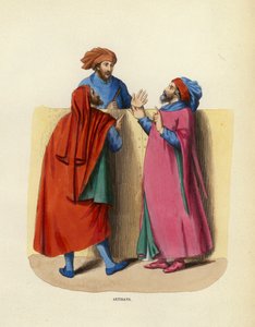 Handwerker (farbige Gravur) von European School