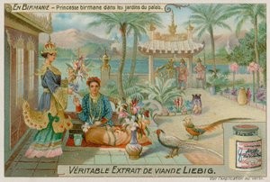 Birmanische Prinzessin in den Gärten eines Palastes von European School