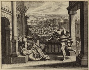 Tod Elis nach der Eroberung der Bundeslade durch die Philister (Gravur) von European School