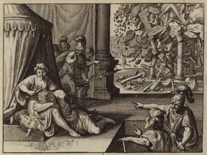 Delila schneidet Samson die Haare (Gravur) von European School
