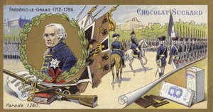Friedrich der Große von Preußen inspiziert eine Parade, 1760