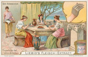 Handschuhe, Liebig-Karte, frühes 20. Jahrhundert von European School