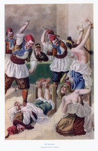 Im Haus der Bestrafung: zwei Frauen und ein Mann werden geschlagen von European School