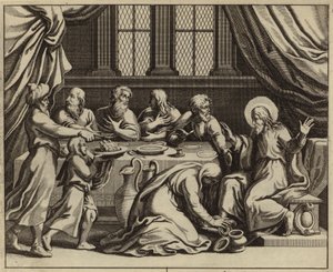 Jesus Christus wird von einer sündigen Frau im Haus von Simon dem Pharisäer gesalbt von European School