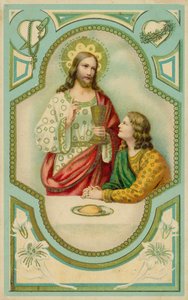 Jesus Christus segnet einen Mann, der die Heilige Kommunion empfängt von European School