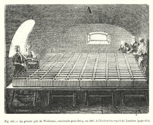 Die große Batterie von Wollaston, gebaut für Davy, 1807, an der Royal Institution in London