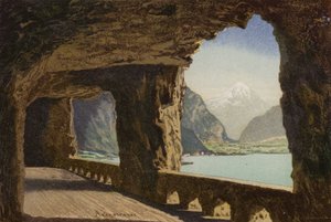 Vierwaldstättersee: Die Axenstrasse (Farblithografie)