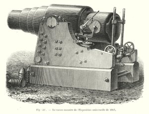 Das riesige Kanonenrohr der Weltausstellung von 1867 von European School