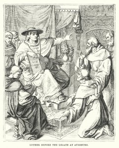 Luther vor dem Legaten in Augsburg (Gravur) von European School
