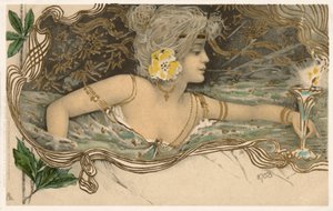 Nymphe der griechischen Mythologie schwimmt im Wasser von European School