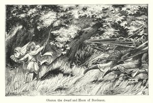 Oberon der Zwerg und Huon von Bordeaux (Gravur) von European School