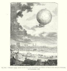 Erste Luftreise in einer Montgolfière, von Pilatre de Rozier und dem Marquis d