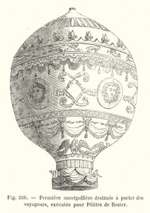 Erste Montgolfière für Passagiere, ausgeführt für Pilatre de Rozier (Stich) von European School