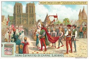 Prozession verlässt Notre Dame de Paris während der Herrschaft von Karl VII. von Frankreich von European School