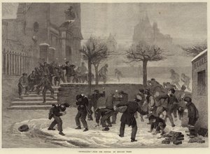 Schneeballschlacht (Gravur) von European School