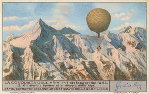 Schweizer Ballonfahrer Eduard Spelterini fliegt über die Alpen