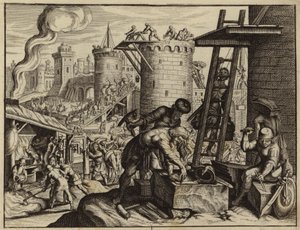 Die Juden bauen die Mauern Jerusalems wieder auf (Stich) von European School