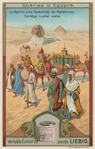 Die Sphinx und die Pyramide von Menkaure mit einer arabischen Hochzeitsprozession