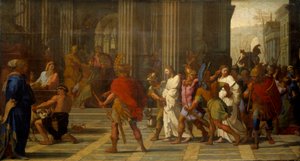 Die Heiligen Gervasius und Protasius werden vor Astasius gebracht und weigern sich, Jupiter zu opfern von Eustache Le Sueur