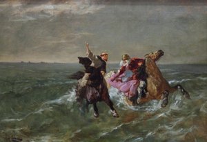 Die Flucht von St. Guénolé und König Gradlon von Evariste Vital Luminais