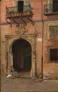 Mädchen vor der Haustür von Evaristo Cappelli