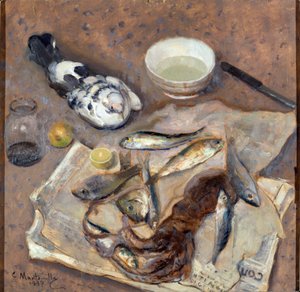 Stillleben Fisch und Taube