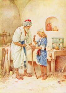 Der Junge Jesus in der Werkstatt des Zimmermanns von Evelyn Stuart Hardy