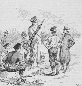 Die deutschen Soldaten machen Wachen aus Ton, 1902