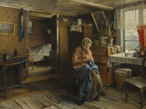 Frau im Bauerninterieur