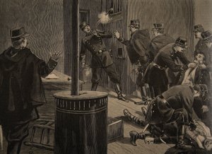 Etievant, der Anarchist schießt aus dem Gitter, Illustration aus 