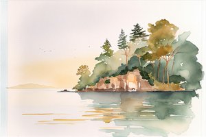 Minimalistische Aquarell-Landschaft