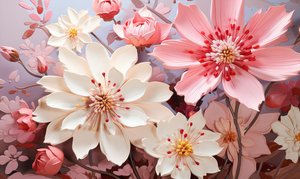 Abstraktes Gemälde von rosa und schwarzen Blumen, florale Wandkunst von F. Abderrahim