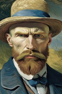 Retro Vintage, Porträt eines Mannes im Stil von Van Gogh von F. Abderrahim